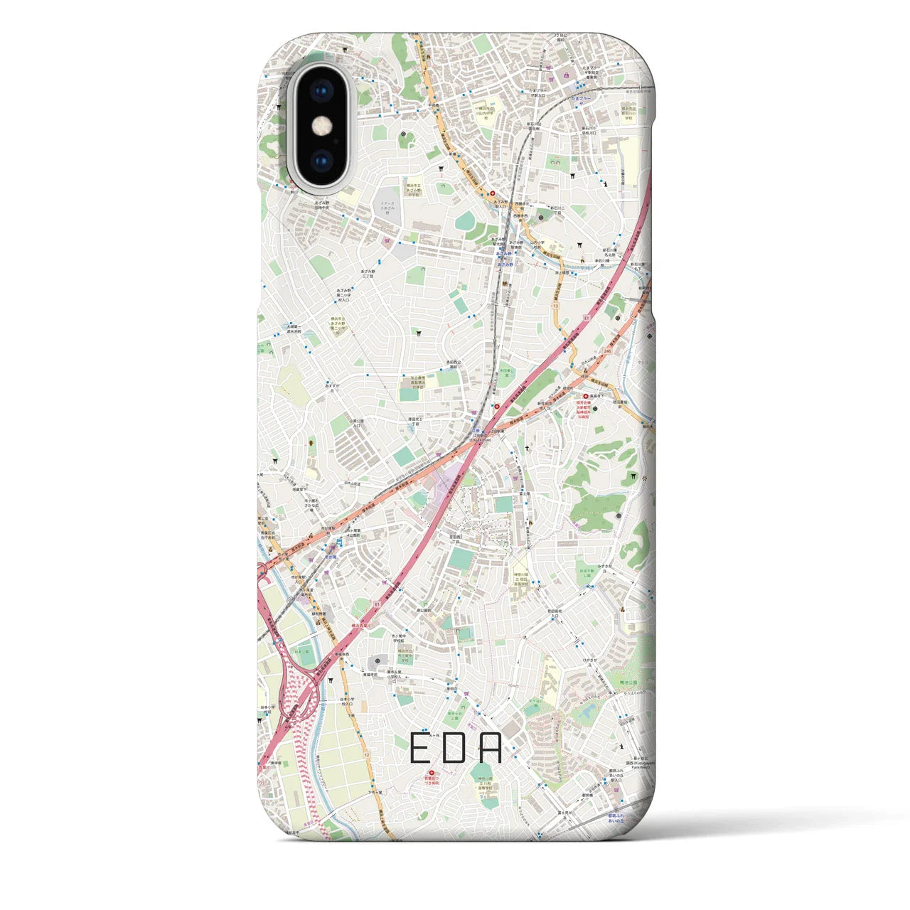 【江田(神奈川県)】地図柄iPhoneケース(バックカバータイプ)
