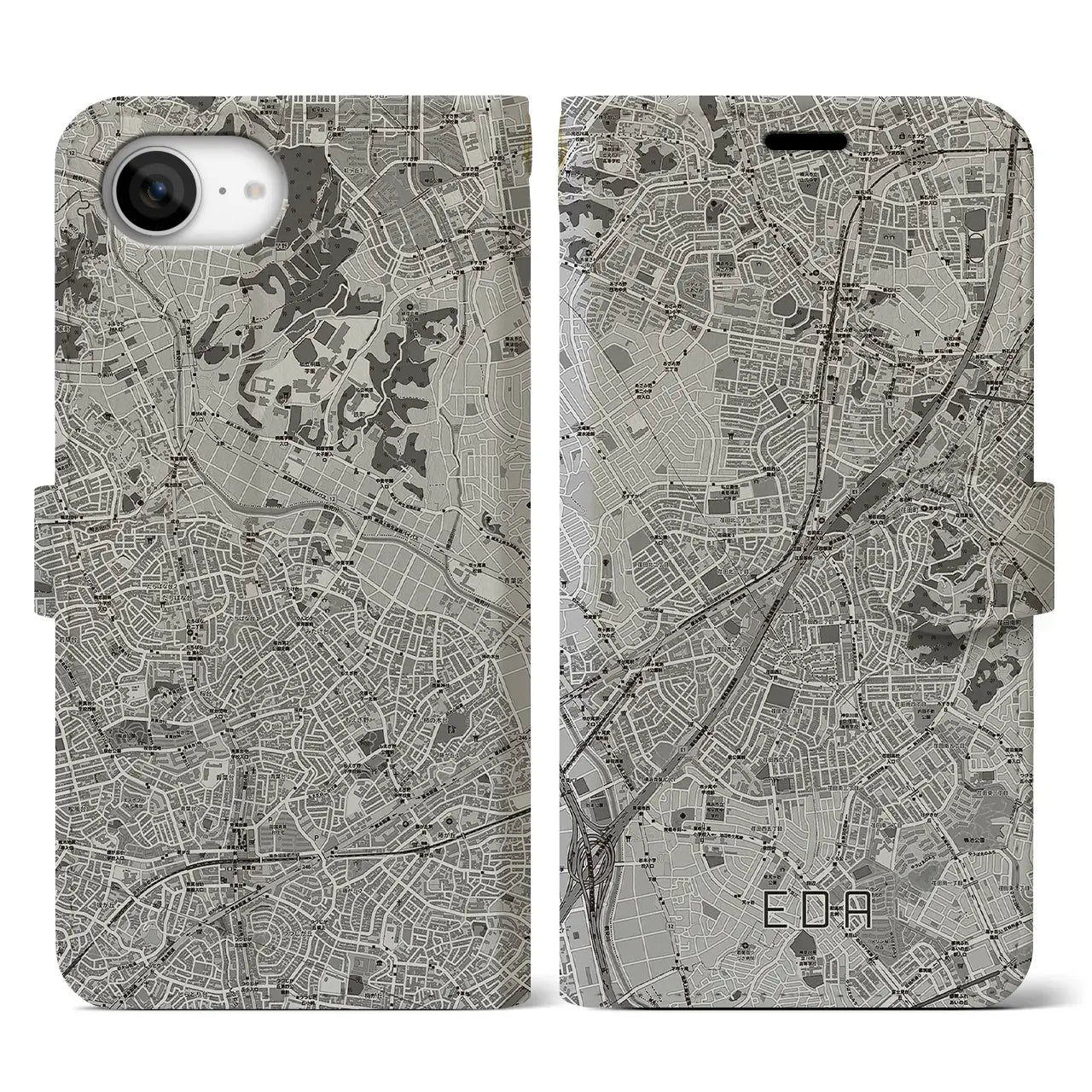 【江田(神奈川県)】地図柄iPhoneケース(手帳タイプ)