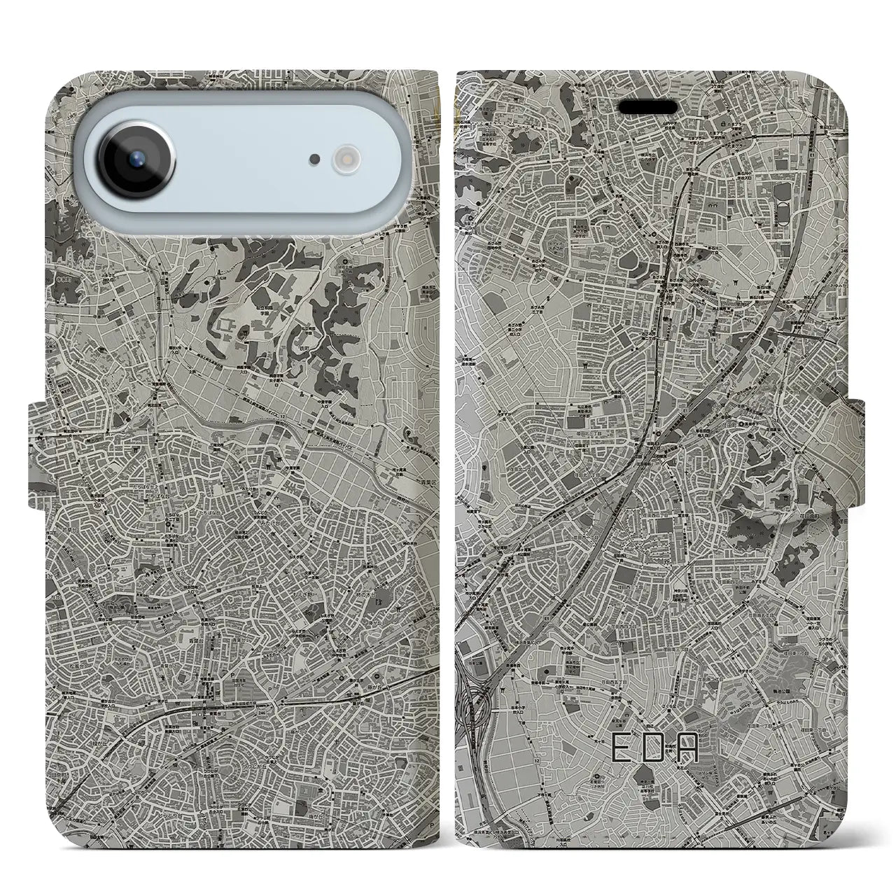 【江田(神奈川県)】地図柄iPhoneケース(手帳タイプ)