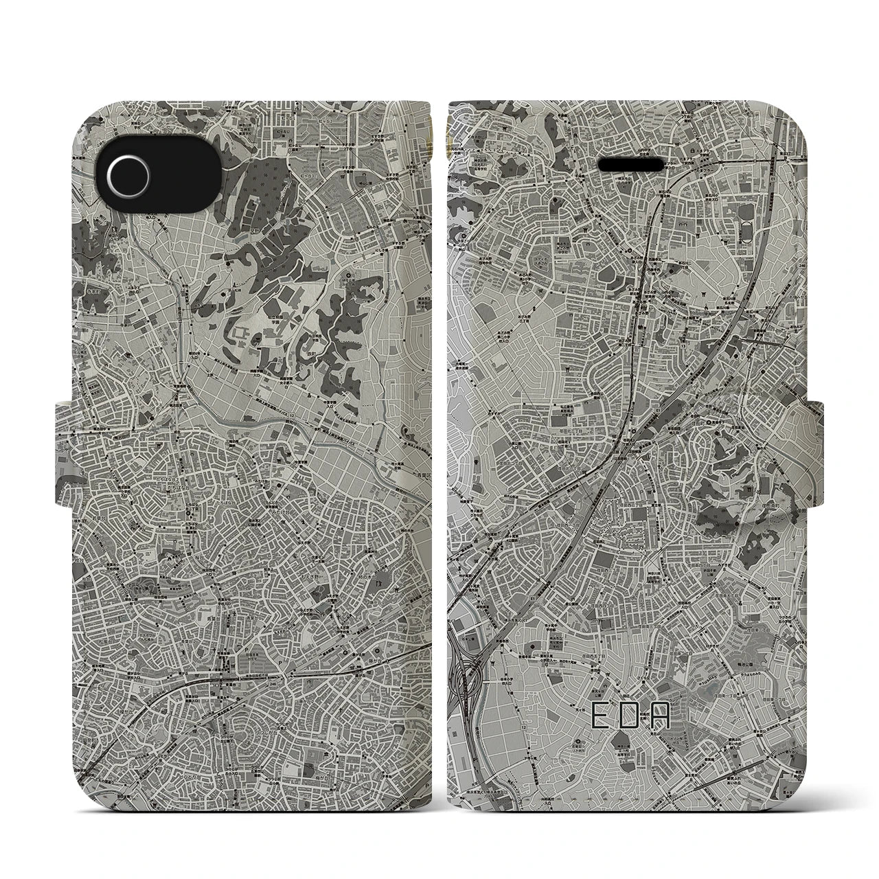 【江田(神奈川県)】地図柄iPhoneケース(手帳タイプ)