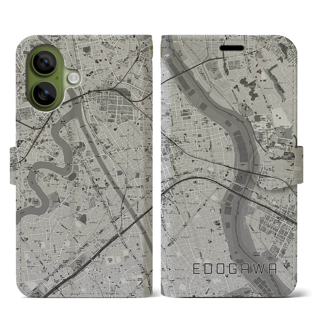 【江戸川(東京都)】地図柄iPhoneケース(手帳タイプ)