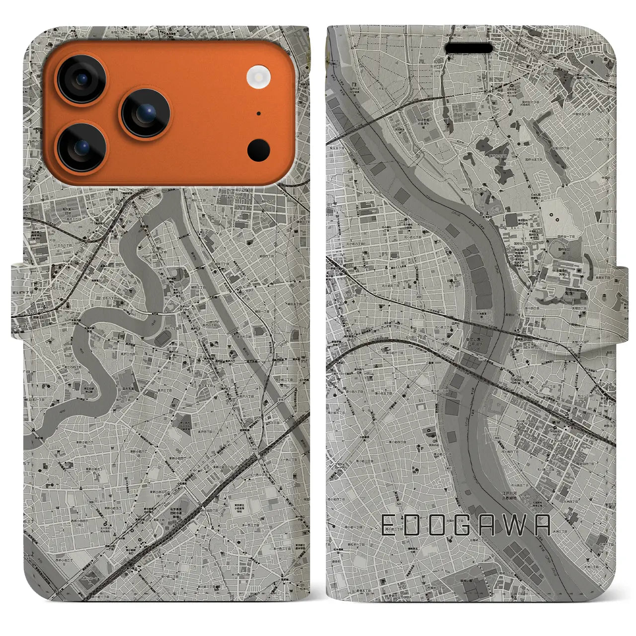 【江戸川(東京都)】地図柄iPhoneケース(手帳タイプ)