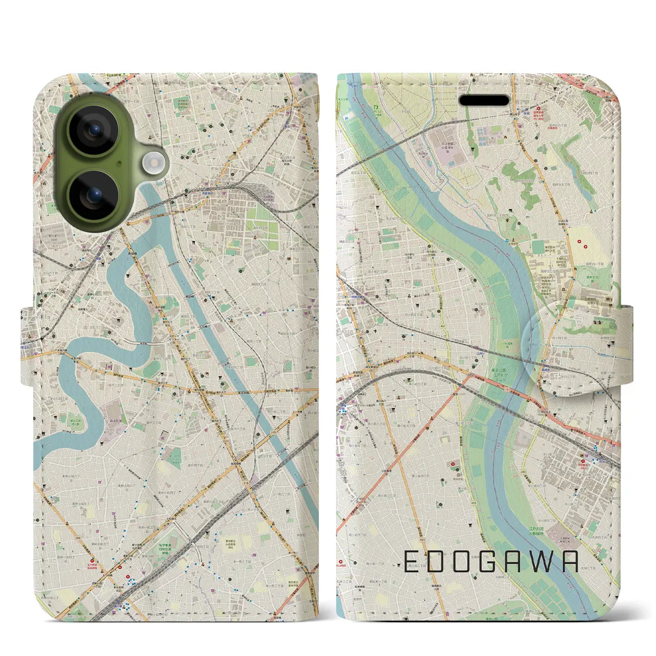 【江戸川(東京都)】地図柄iPhoneケース(手帳タイプ)ナチュラル・iPhone 17 Pro Max 用