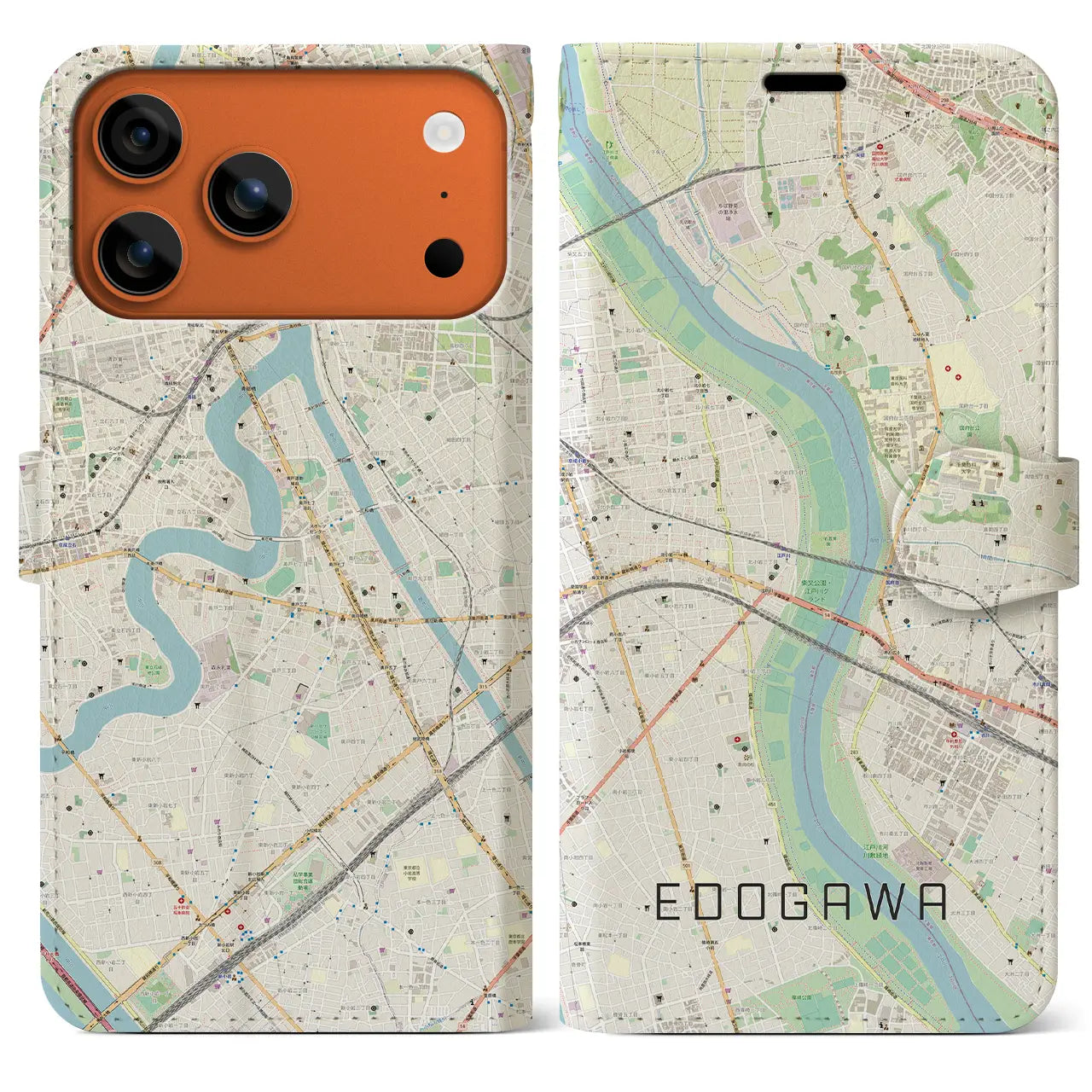 【江戸川(東京都)】地図柄iPhoneケース(手帳タイプ)