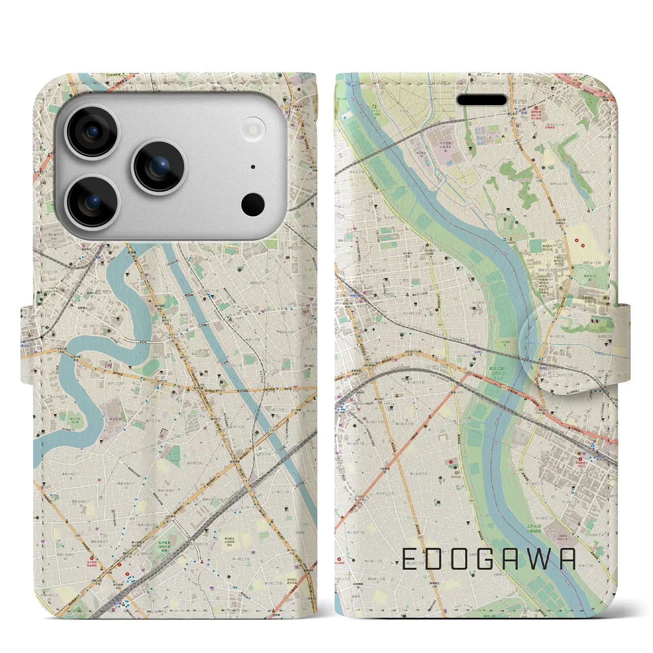 【江戸川(東京都)】地図柄iPhoneケース(手帳タイプ)