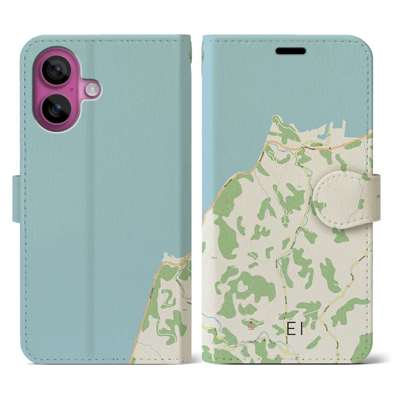 【江井(兵庫県)】地図柄iPhoneケース(手帳タイプ)ナチュラル・iPhone 16 Pro 用