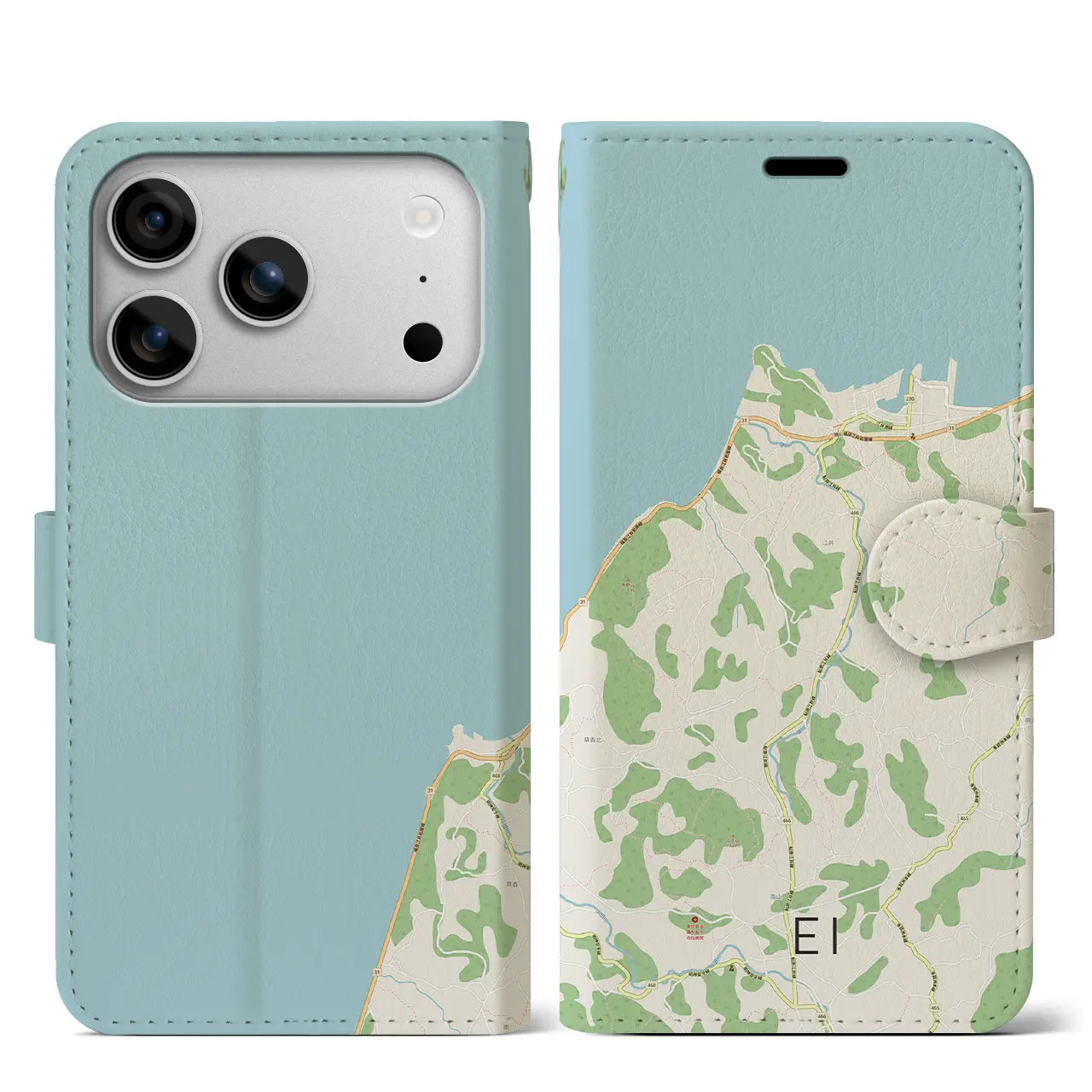 【江井(兵庫県)】地図柄iPhoneケース(手帳タイプ)ナチュラル・iPhone 17 Pro Max 用