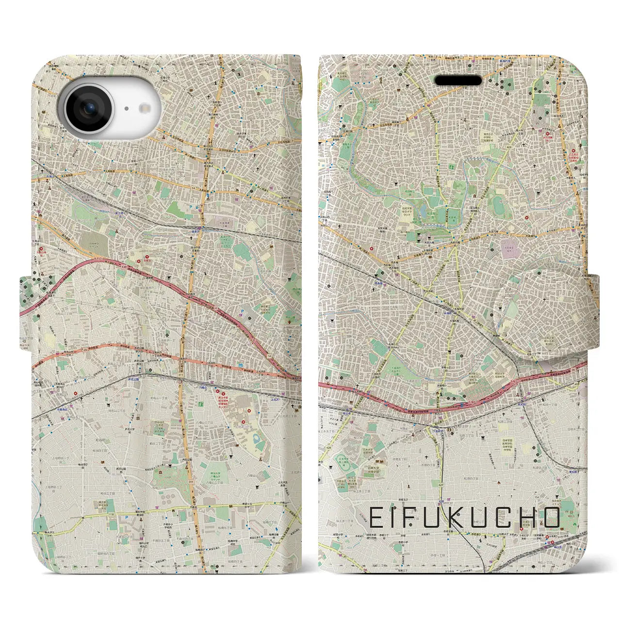 【永福町(東京都)】地図柄iPhoneケース(手帳タイプ)