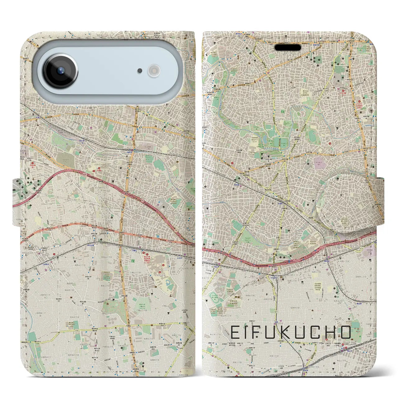 【永福町(東京都)】地図柄iPhoneケース(手帳タイプ)