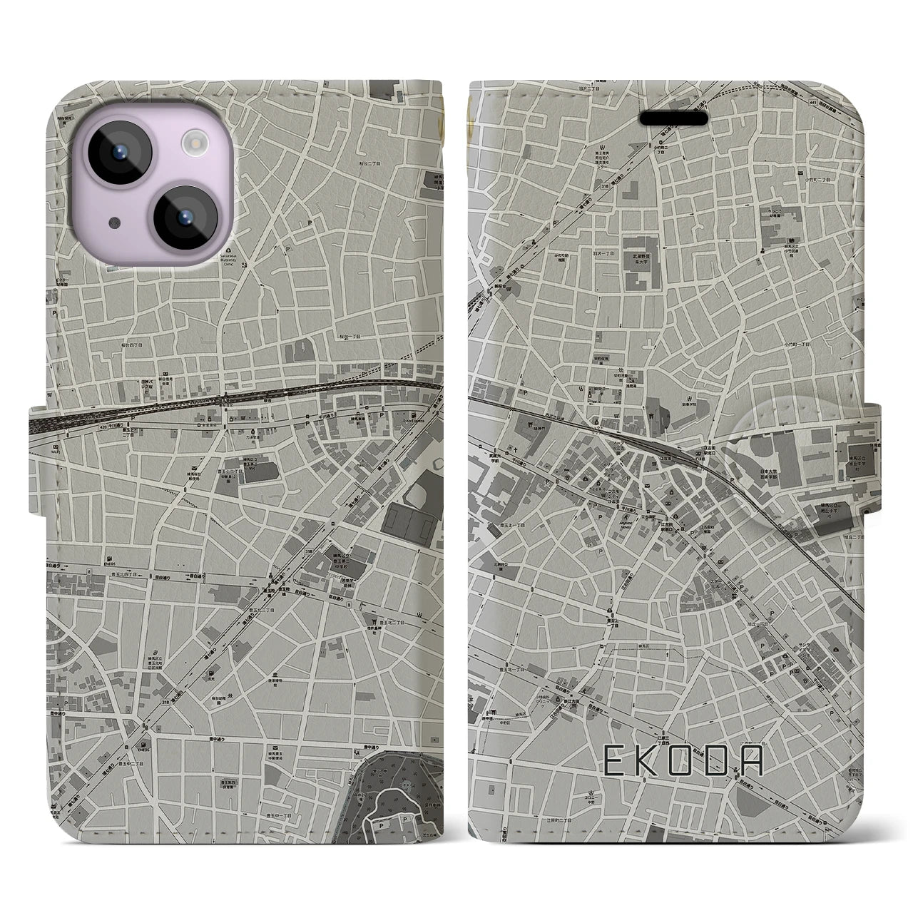 【江古田(東京都)】地図柄iPhoneケース(手帳タイプ)