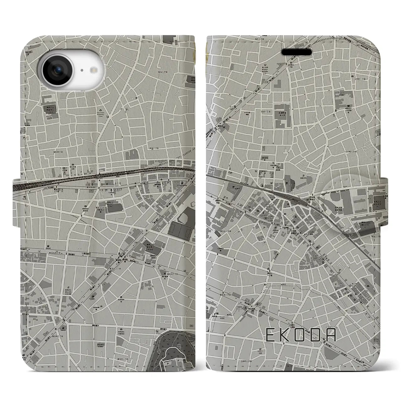 【江古田(東京都)】地図柄iPhoneケース(手帳タイプ)