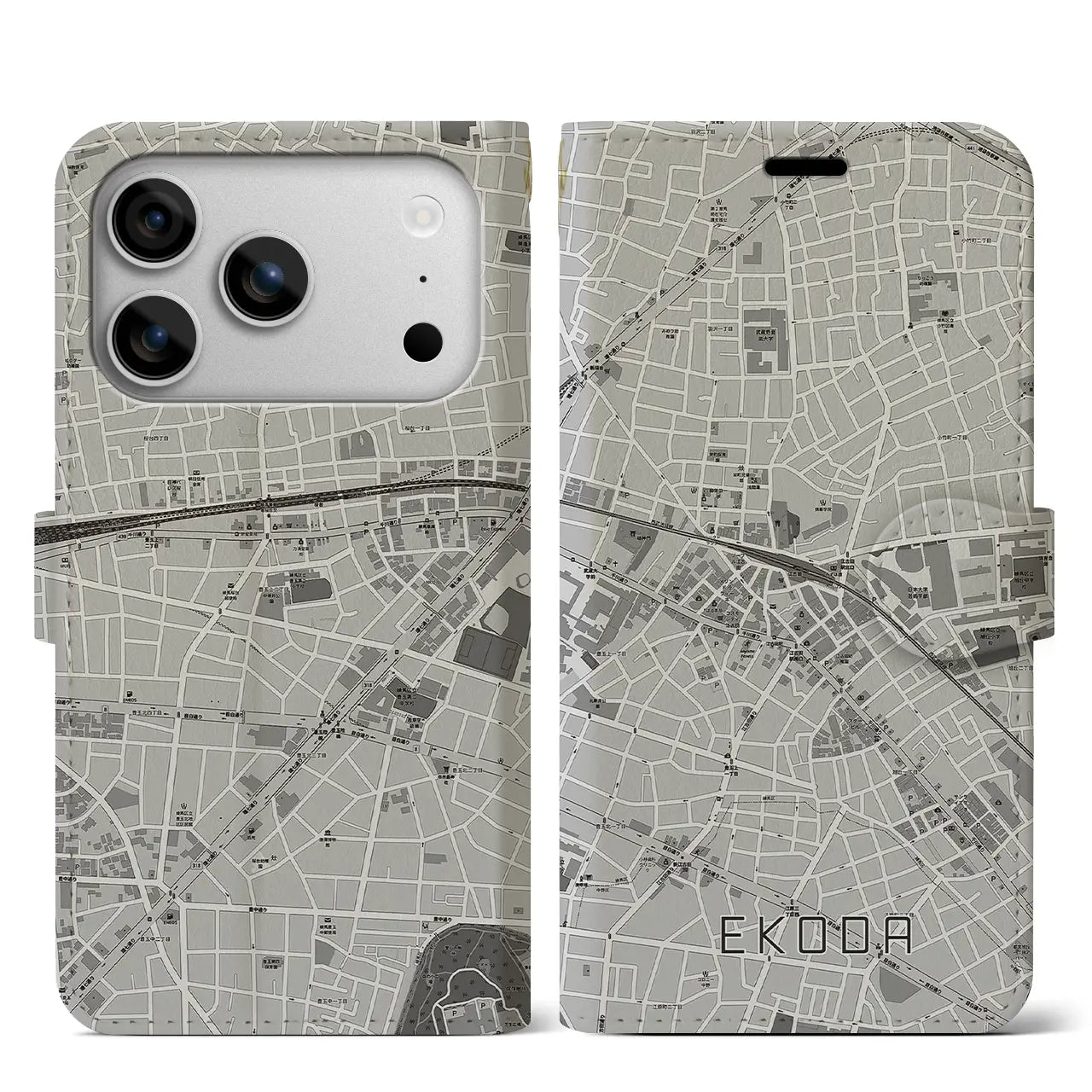 【江古田(東京都)】地図柄iPhoneケース(手帳タイプ)