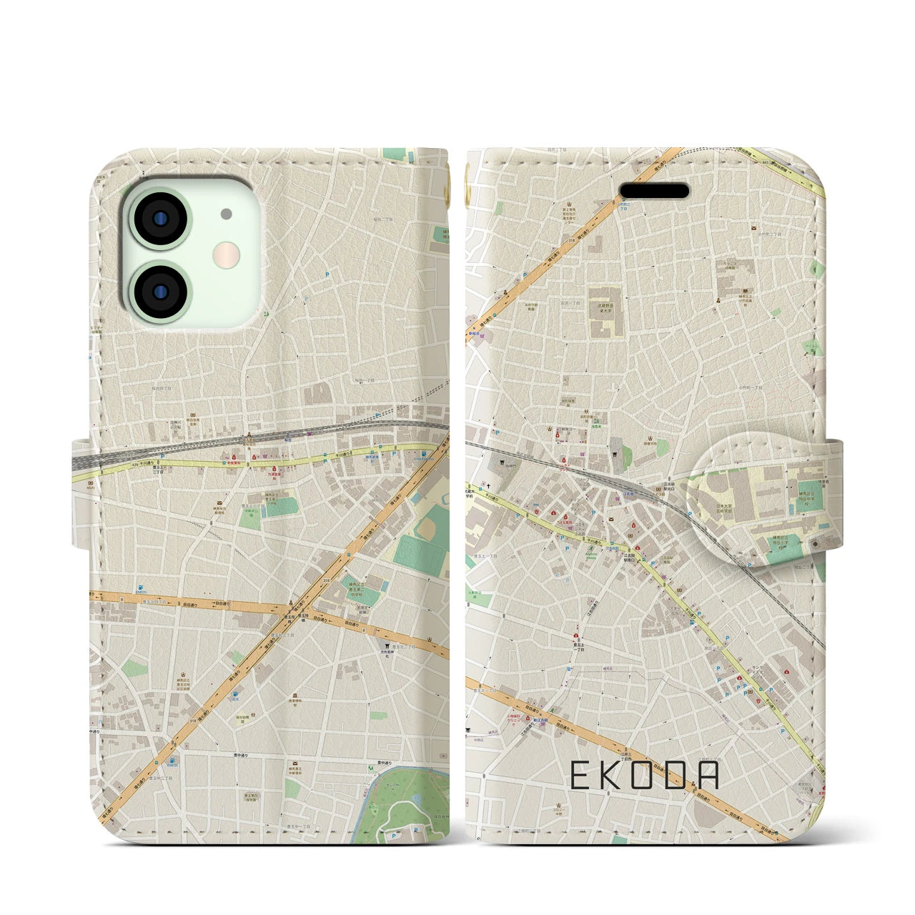 【江古田(東京都)】地図柄iPhoneケース(手帳タイプ)