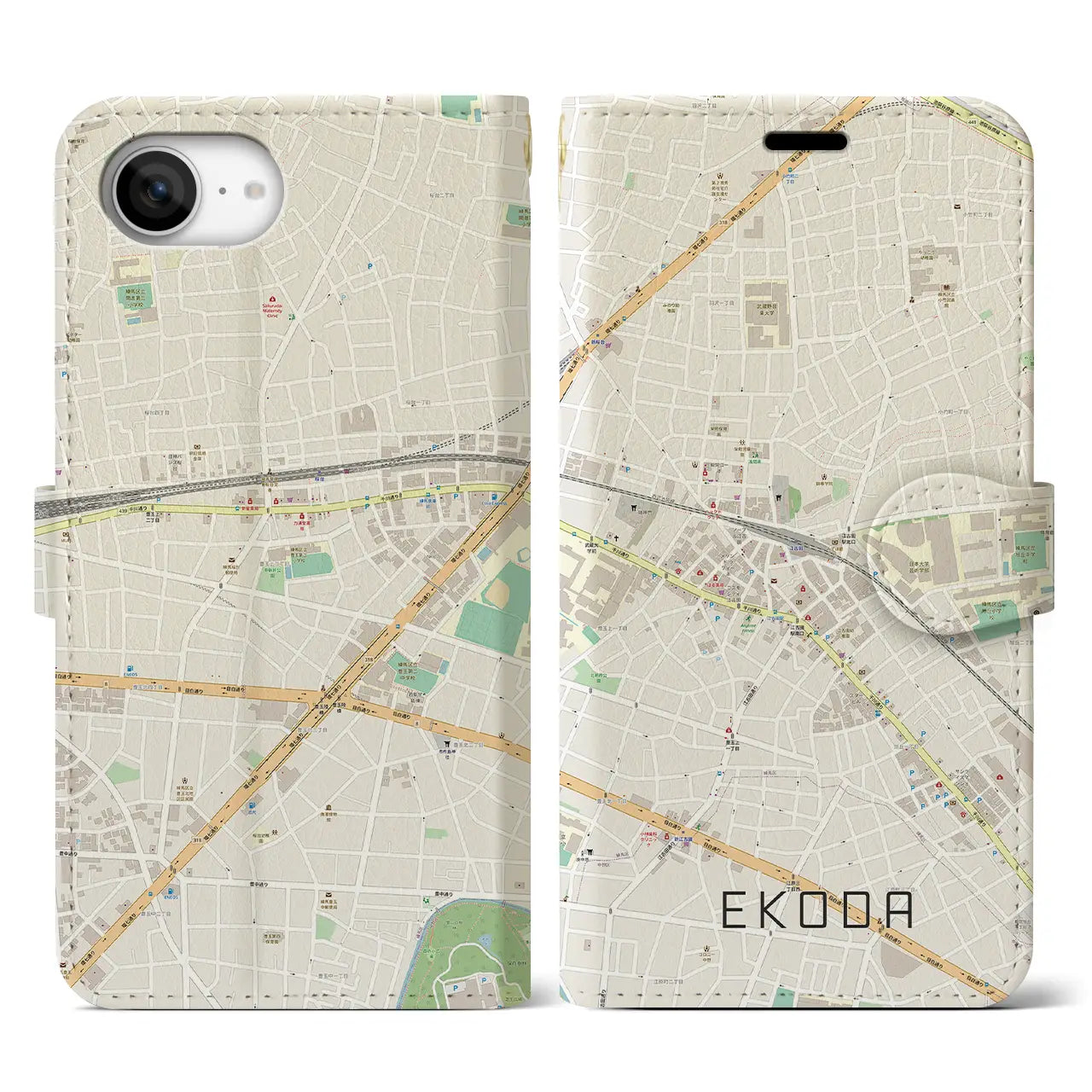 【江古田(東京都)】地図柄iPhoneケース(手帳タイプ)