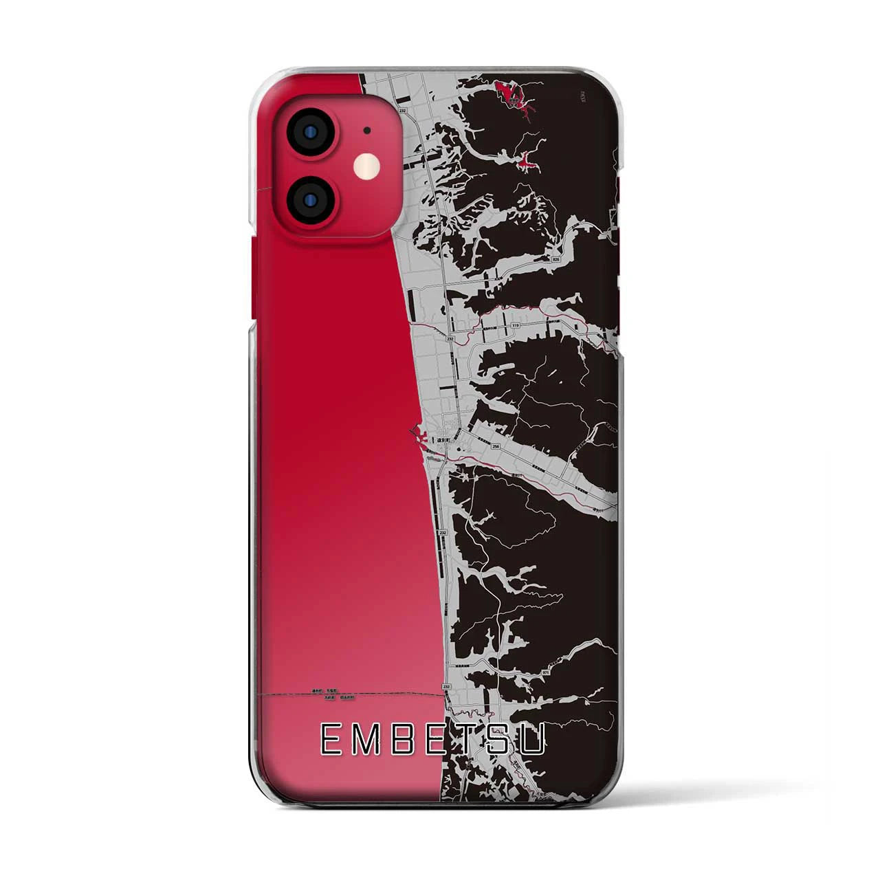 【遠別(北海道)】地図柄iPhoneケース(クリアタイプ)モノトーン・iPhone 11 用