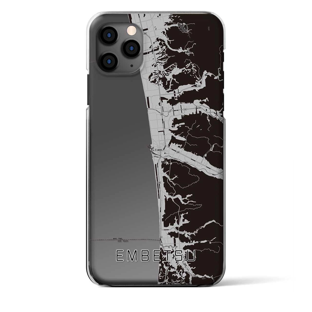 【遠別(北海道)】地図柄iPhoneケース(クリアタイプ)モノトーン・iPhone 11 Pro Max 用