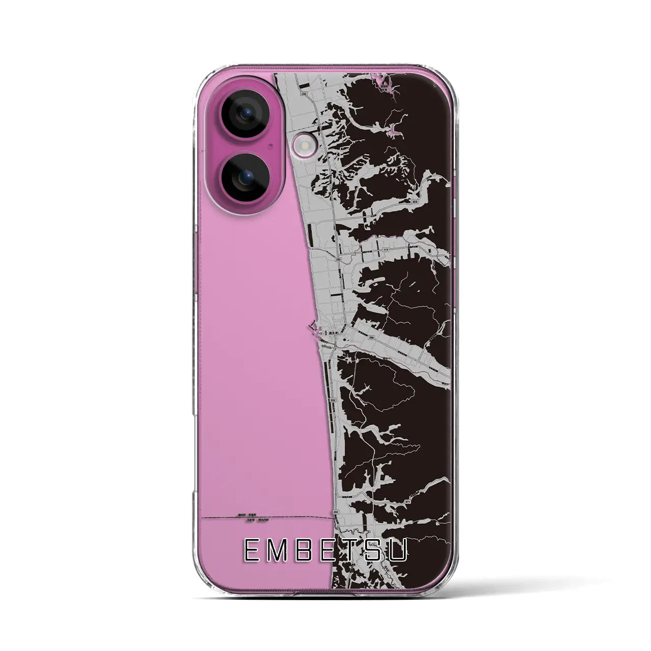 【遠別(北海道)】地図柄iPhoneケース(クリアタイプ)モノトーン・iPhone 16 Pro 用