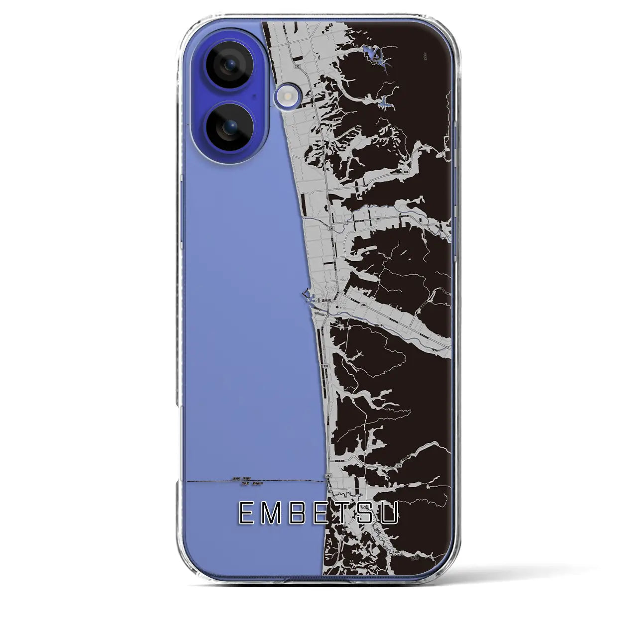 【遠別(北海道)】地図柄iPhoneケース(クリアタイプ)モノトーン・iPhone 16 Pro Max 用