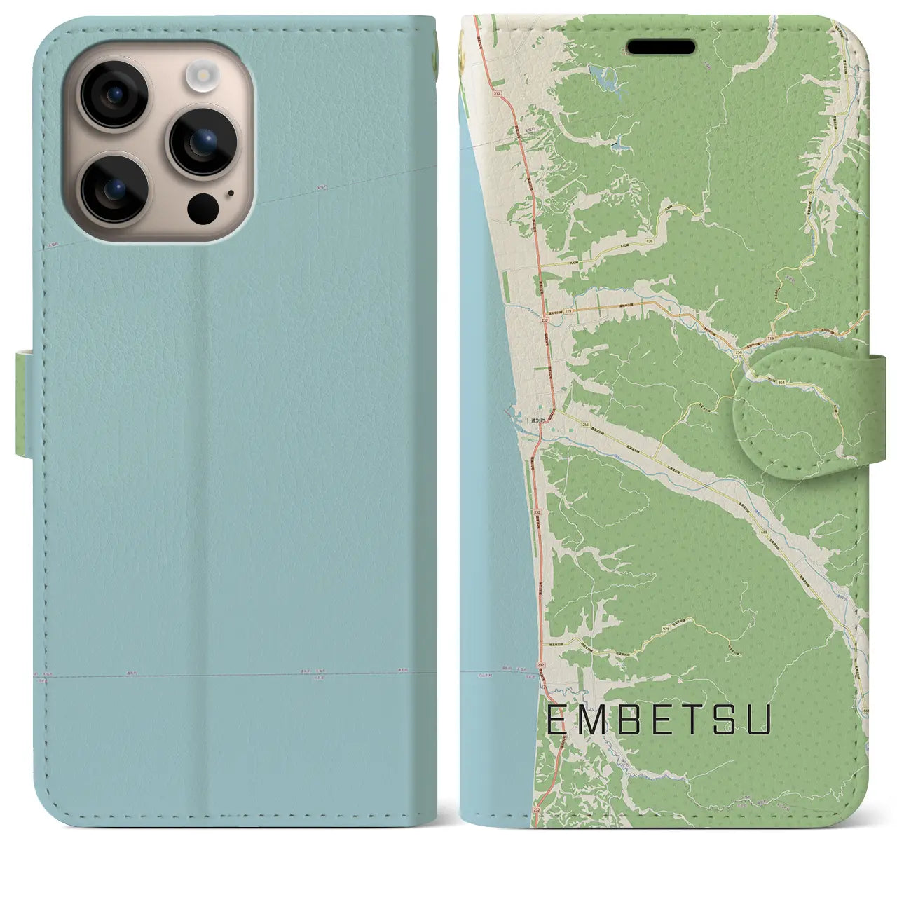 【遠別(北海道)】地図柄iPhoneケース(手帳タイプ)ナチュラル・iPhone 16 Plus 用