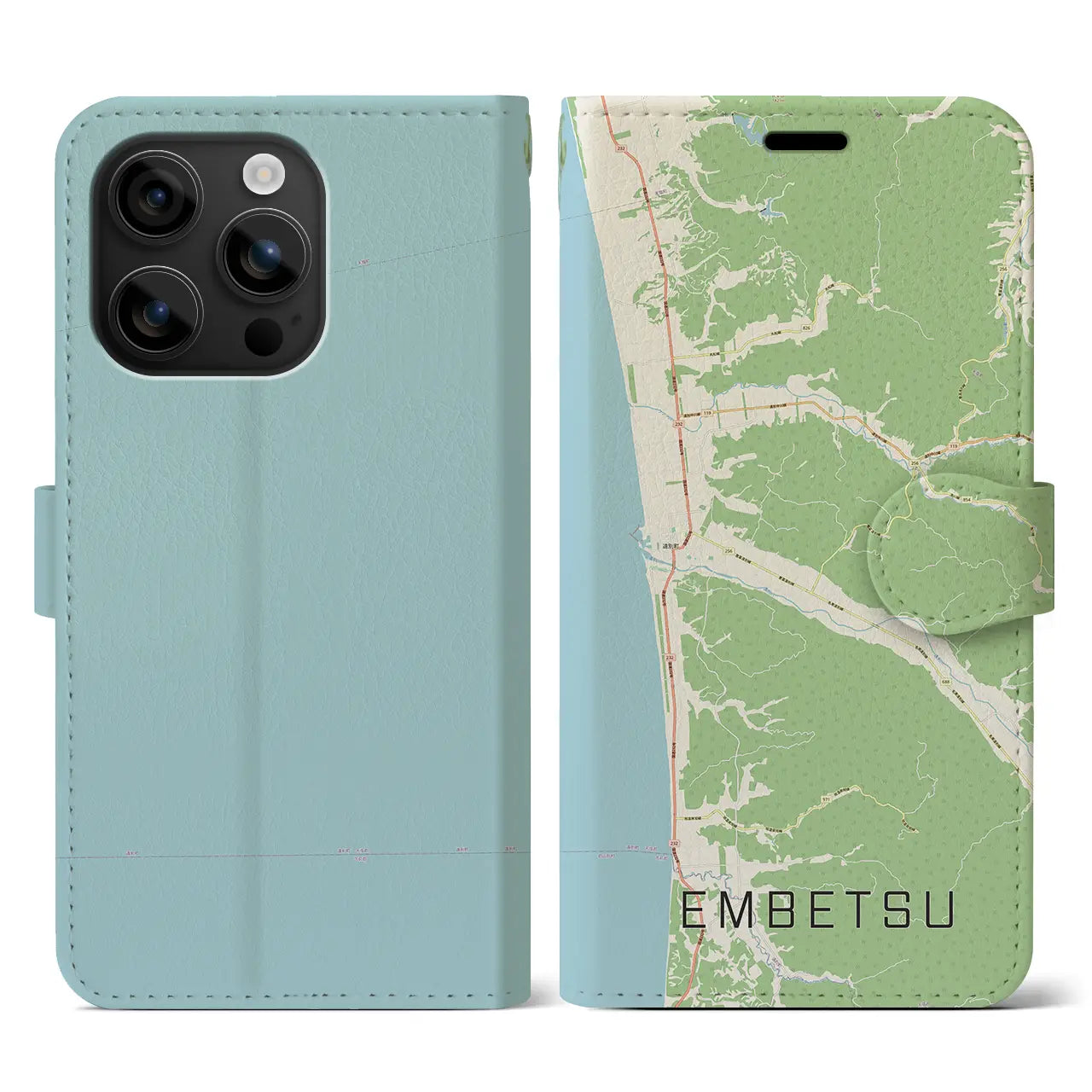 【遠別(北海道)】地図柄iPhoneケース(手帳タイプ)ナチュラル・iPhone 16 用