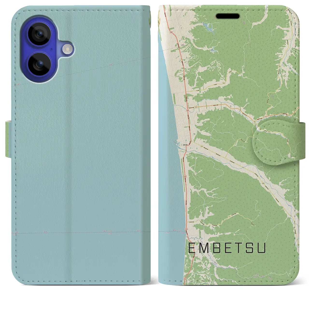 【遠別(北海道)】地図柄iPhoneケース(手帳タイプ)ナチュラル・iPhone 16 Pro Max 用