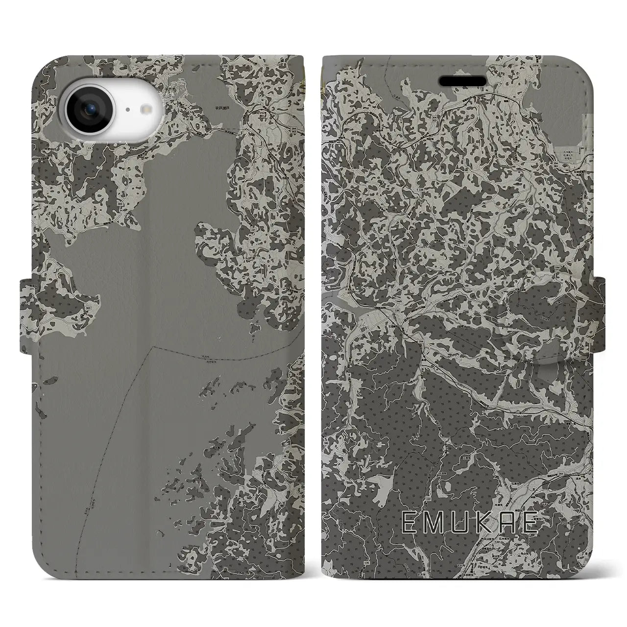 【江迎(長崎県)】地図柄iPhoneケース(手帳タイプ)