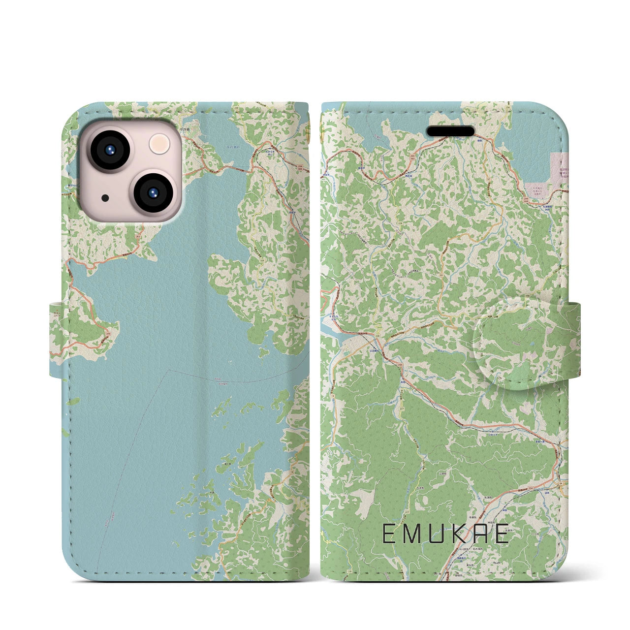 【江迎(長崎県)】地図柄iPhoneケース(手帳タイプ)