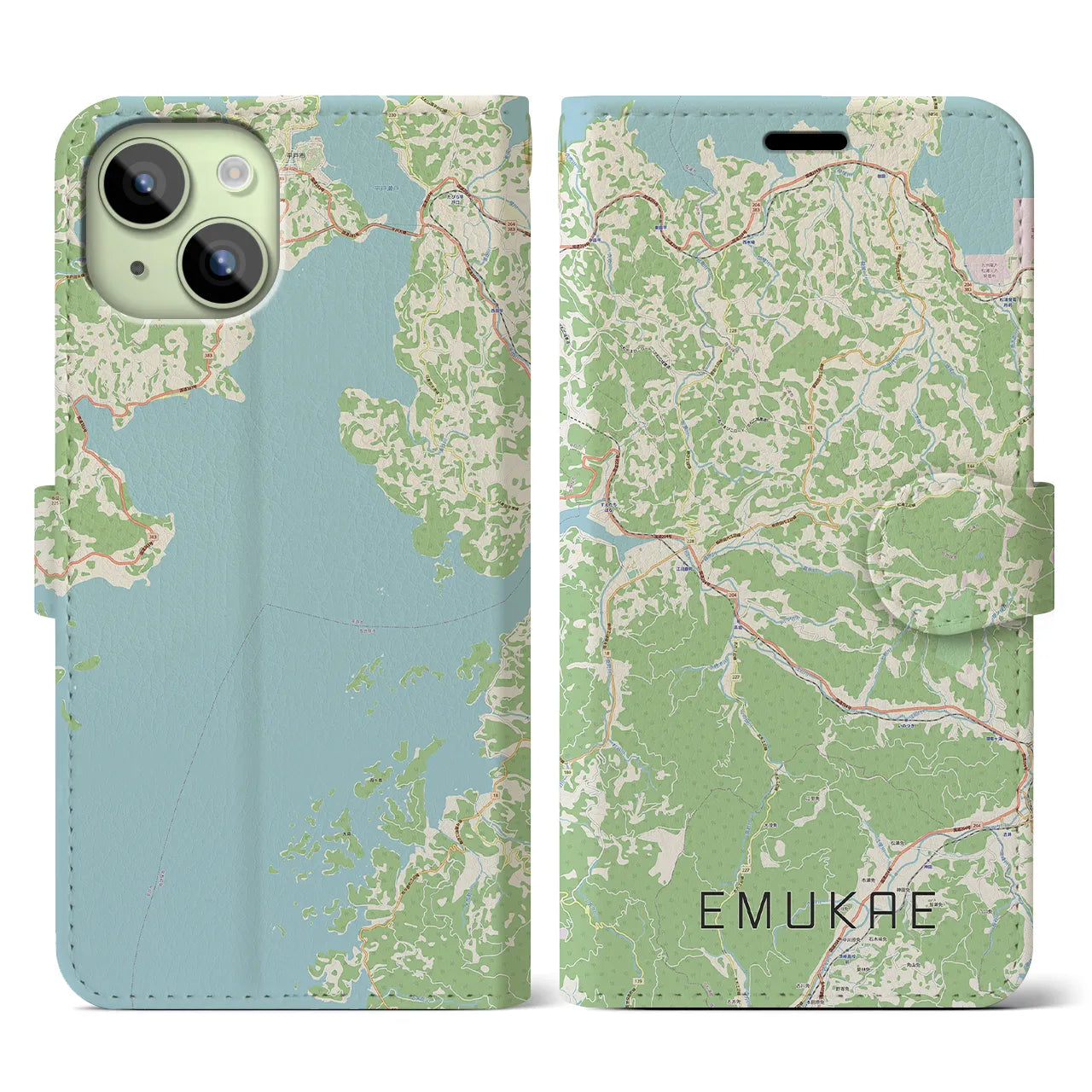 【江迎(長崎県)】地図柄iPhoneケース(手帳タイプ)