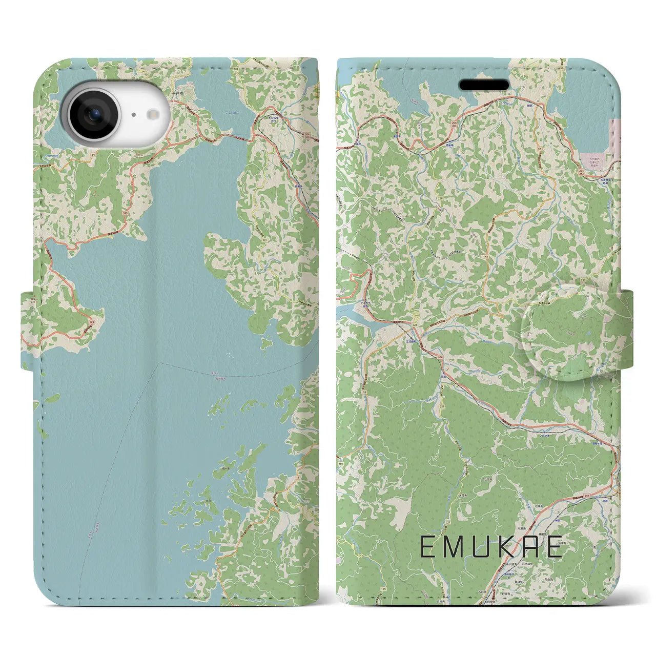 【江迎(長崎県)】地図柄iPhoneケース(手帳タイプ)