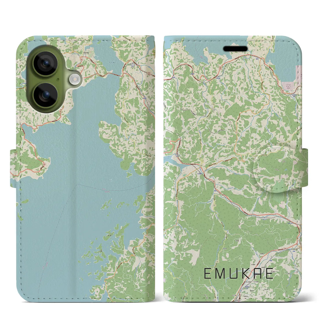 【江迎(長崎県)】地図柄iPhoneケース(手帳タイプ)ナチュラル・iPhone 17 Pro Max 用