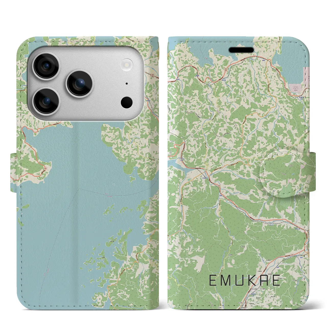 【江迎(長崎県)】地図柄iPhoneケース(手帳タイプ)