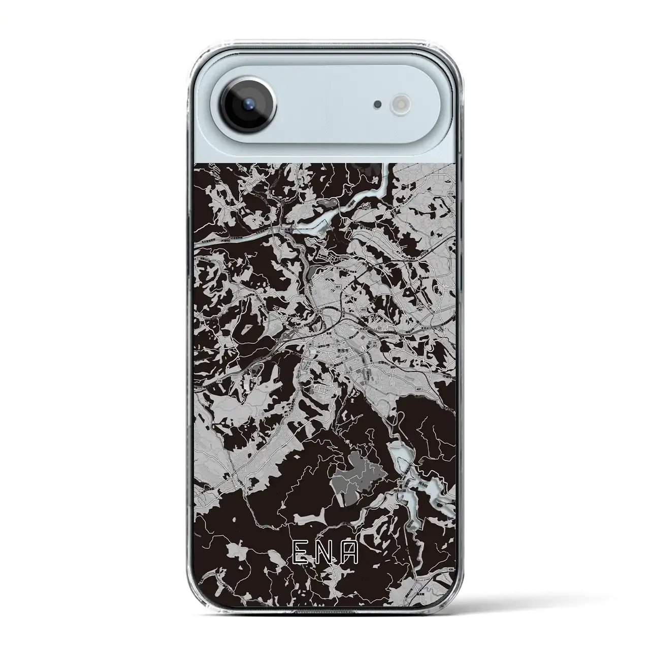 【恵那(岐阜県)】地図柄iPhoneケース(クリアタイプ)モノトーン・iPhone 17 Pro Max 用