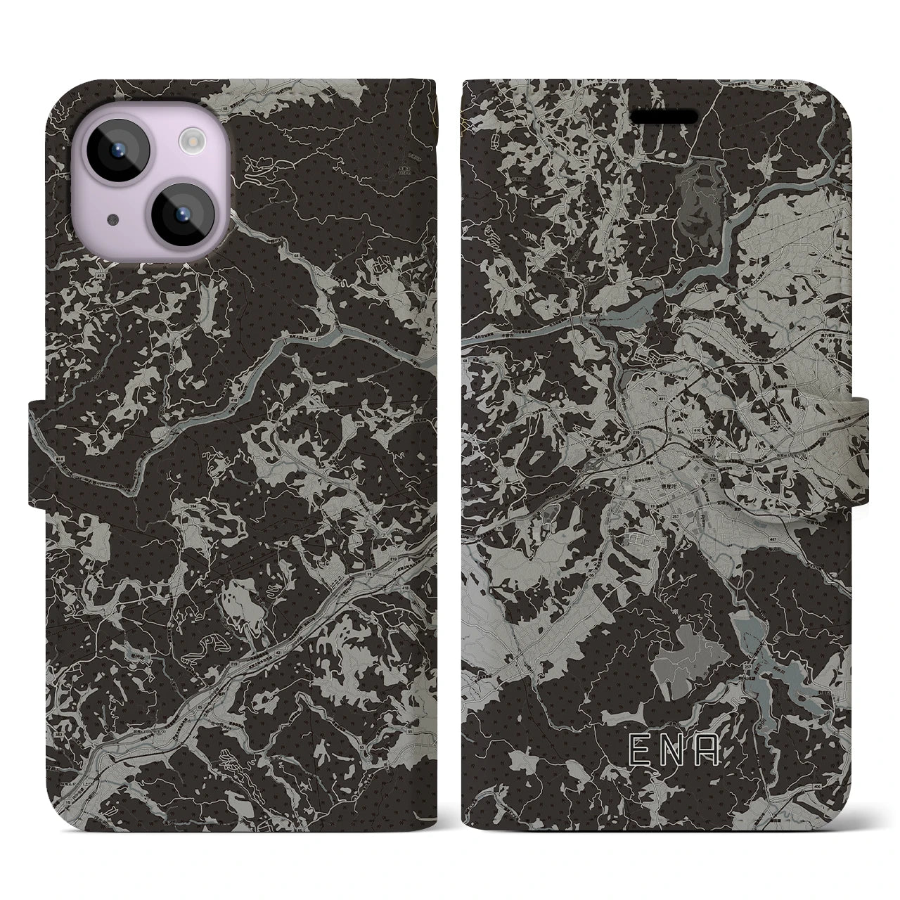 【恵那(岐阜県)】地図柄iPhoneケース(手帳タイプ)