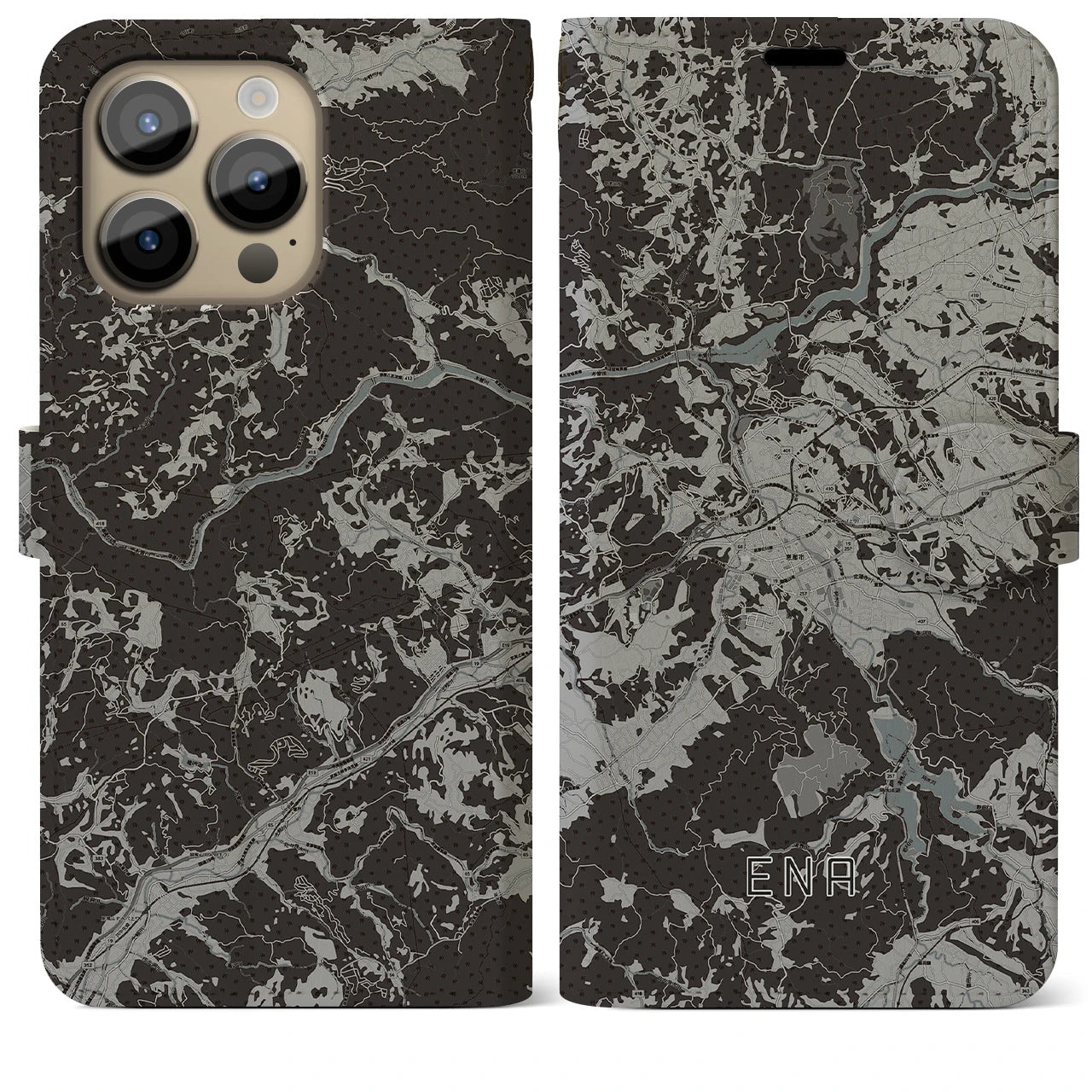 【恵那(岐阜県)】地図柄iPhoneケース(手帳タイプ)