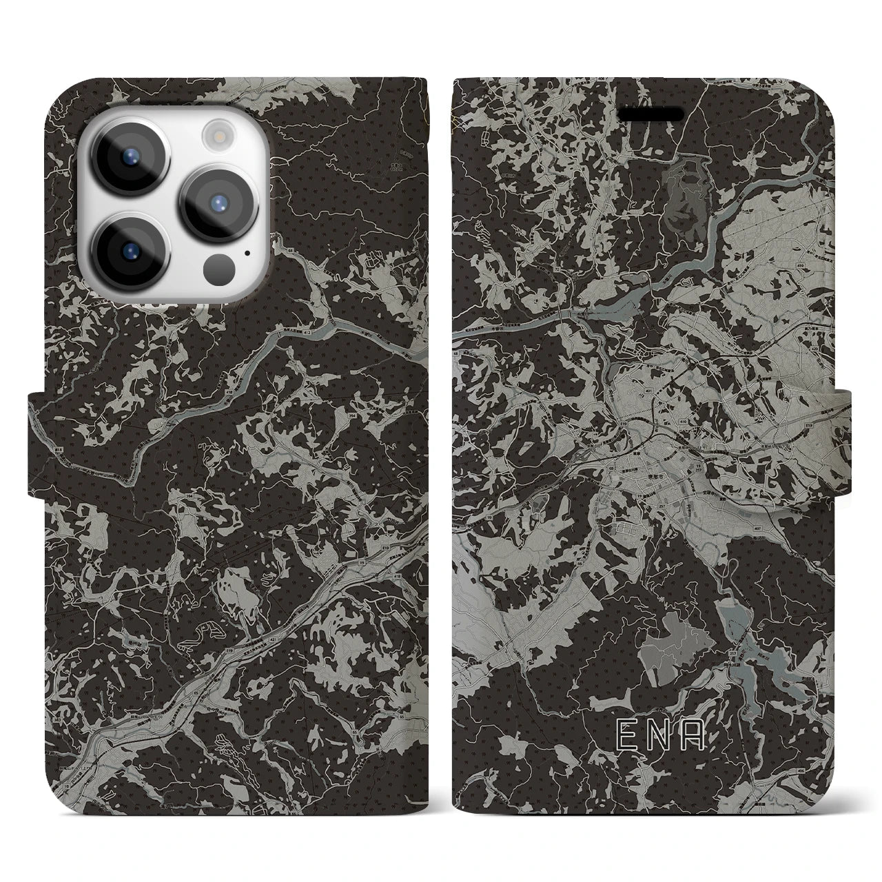 【恵那(岐阜県)】地図柄iPhoneケース(手帳タイプ)