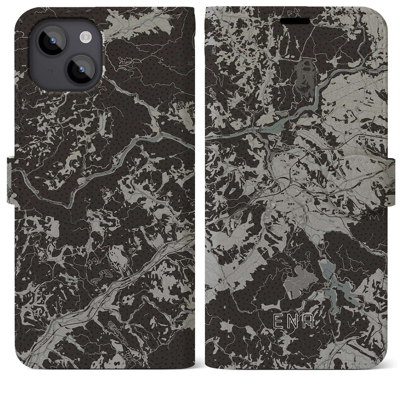 【恵那(岐阜県)】地図柄iPhoneケース(手帳タイプ)