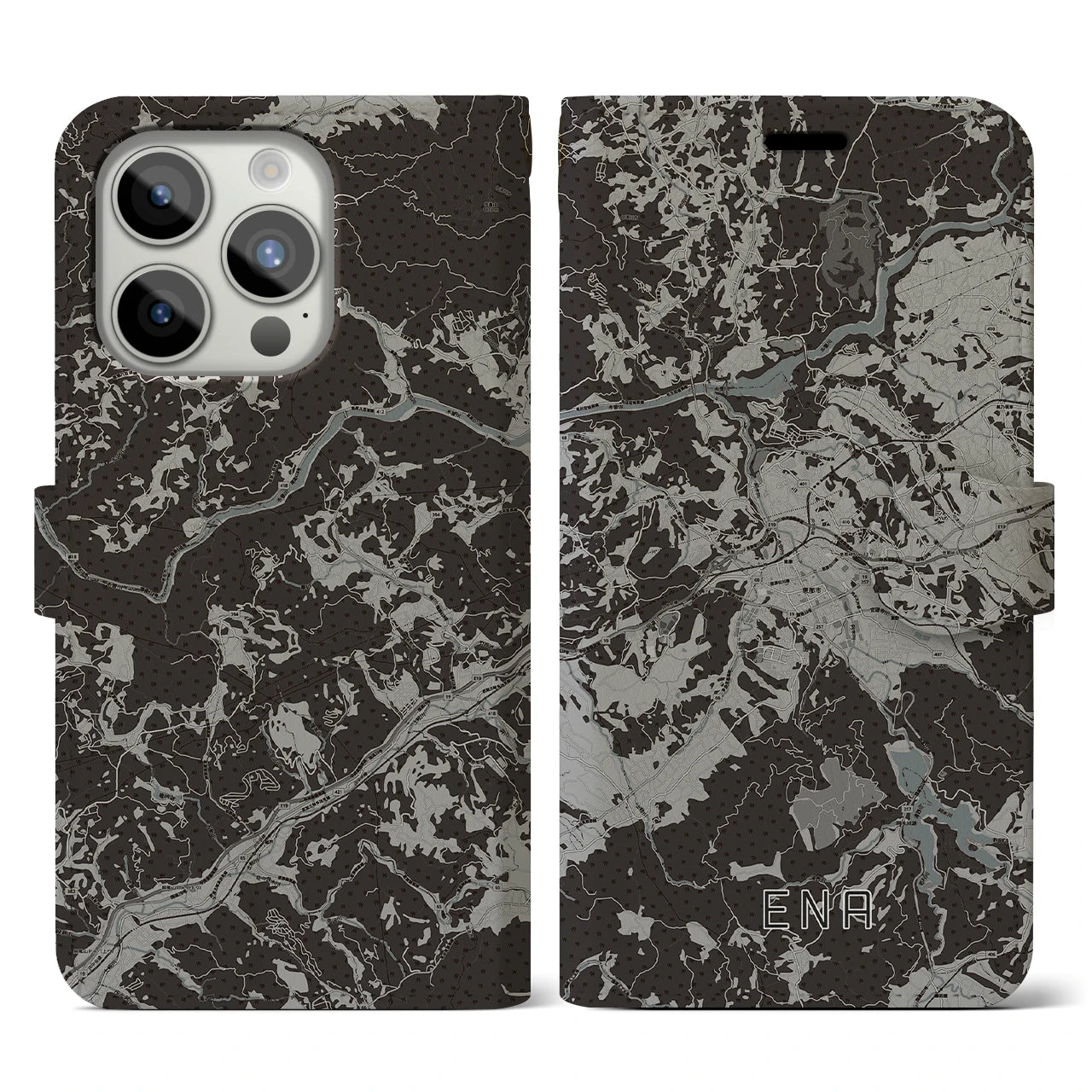 【恵那(岐阜県)】地図柄iPhoneケース(手帳タイプ)