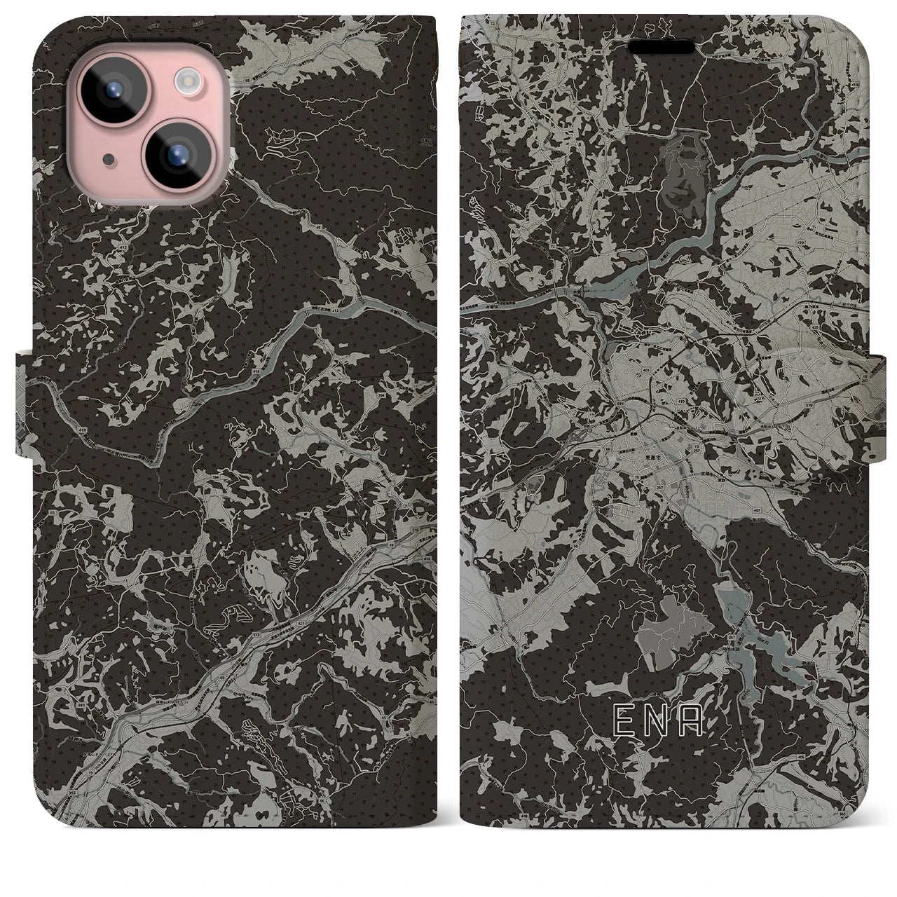 【恵那(岐阜県)】地図柄iPhoneケース(手帳タイプ)