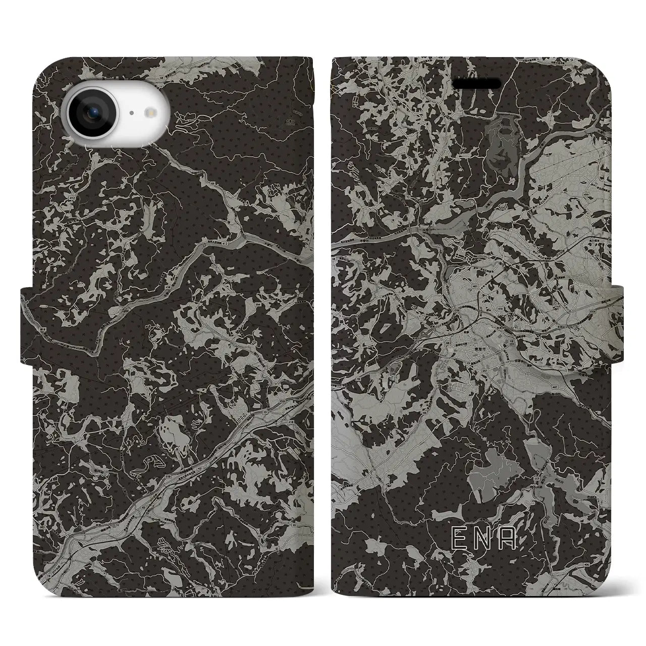 【恵那(岐阜県)】地図柄iPhoneケース(手帳タイプ)