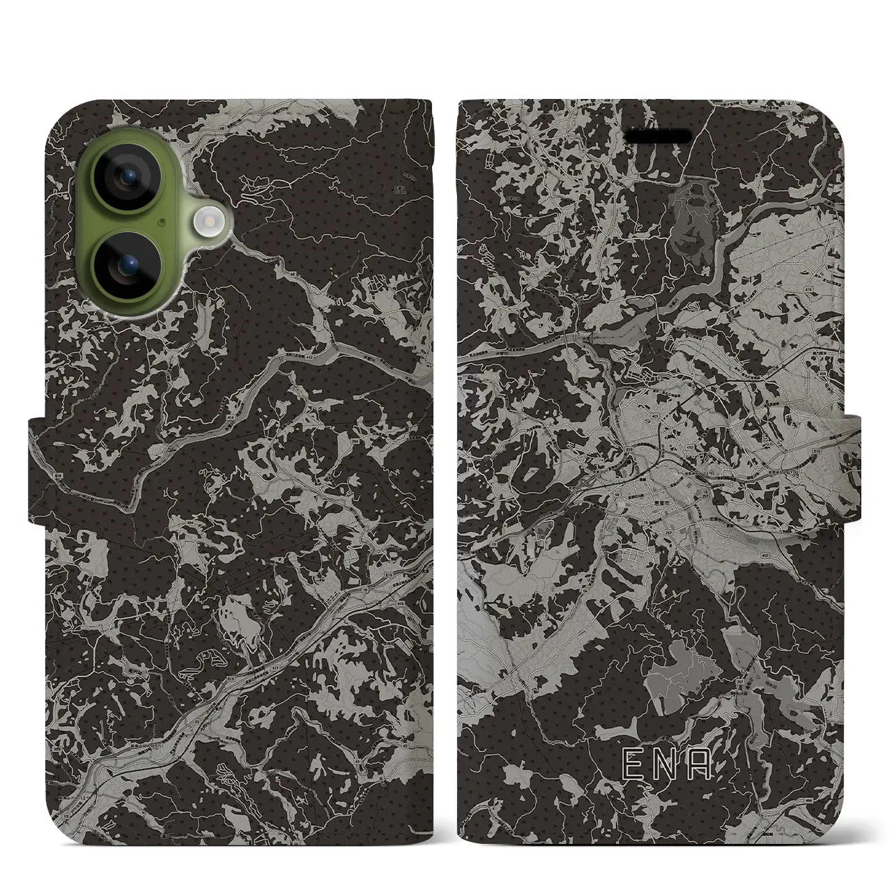 【恵那(岐阜県)】地図柄iPhoneケース(手帳タイプ)