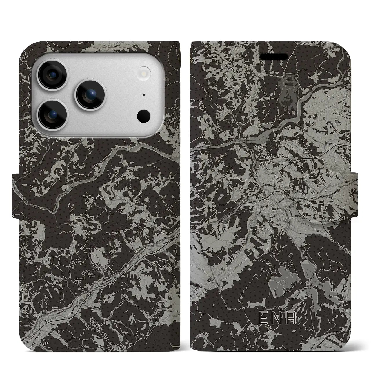 【恵那(岐阜県)】地図柄iPhoneケース(手帳タイプ)