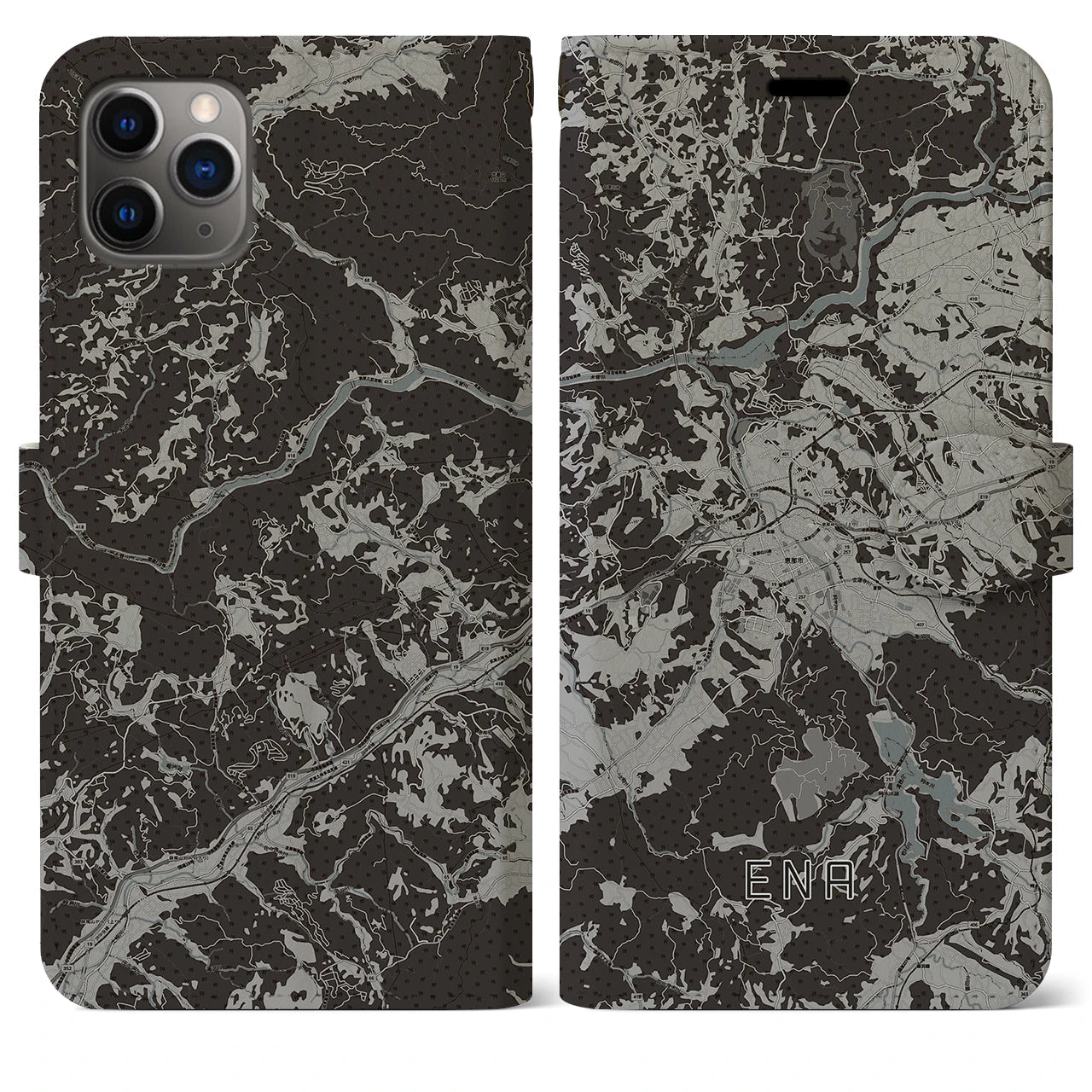 【恵那(岐阜県)】地図柄iPhoneケース(手帳タイプ)