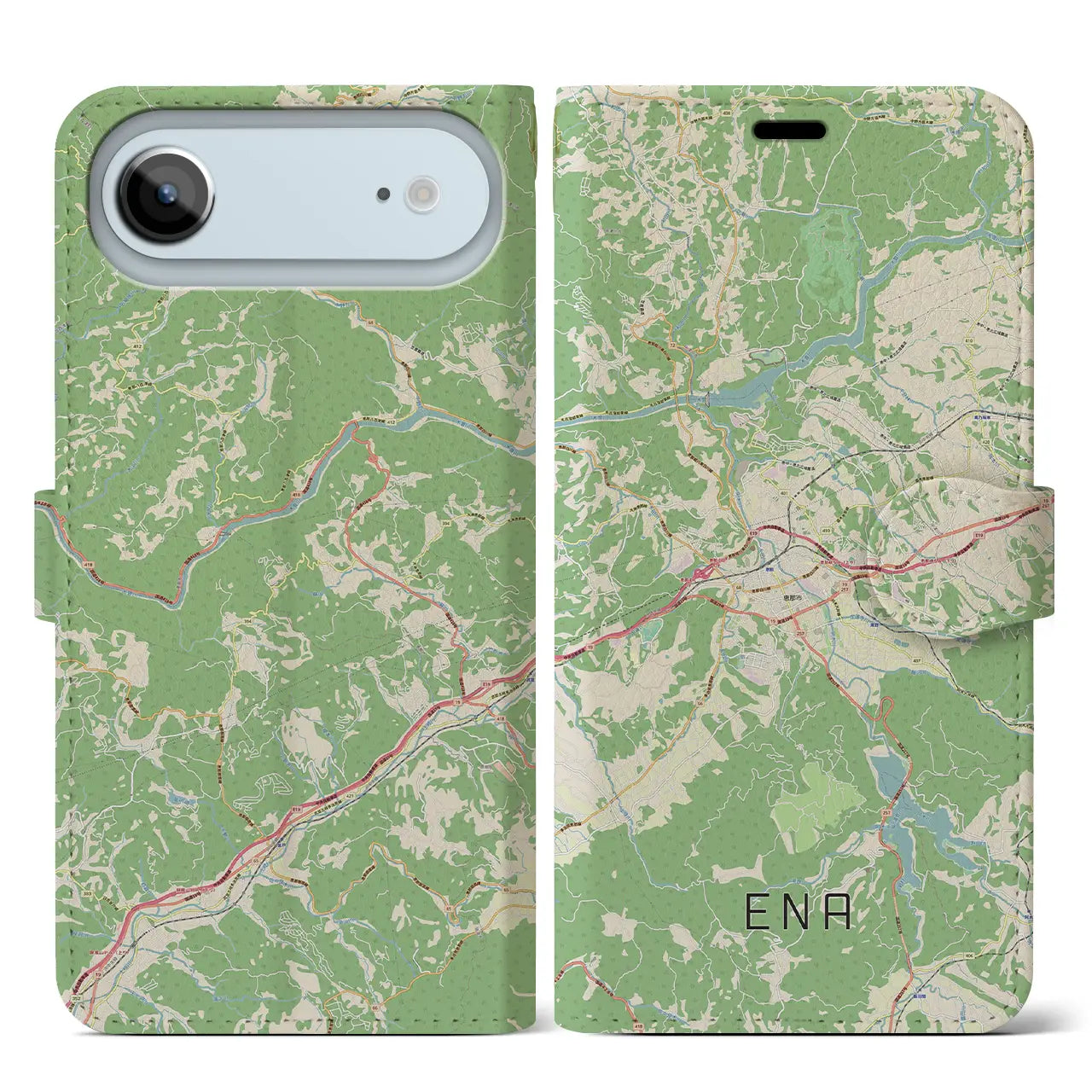 【恵那(岐阜県)】地図柄iPhoneケース(手帳タイプ)