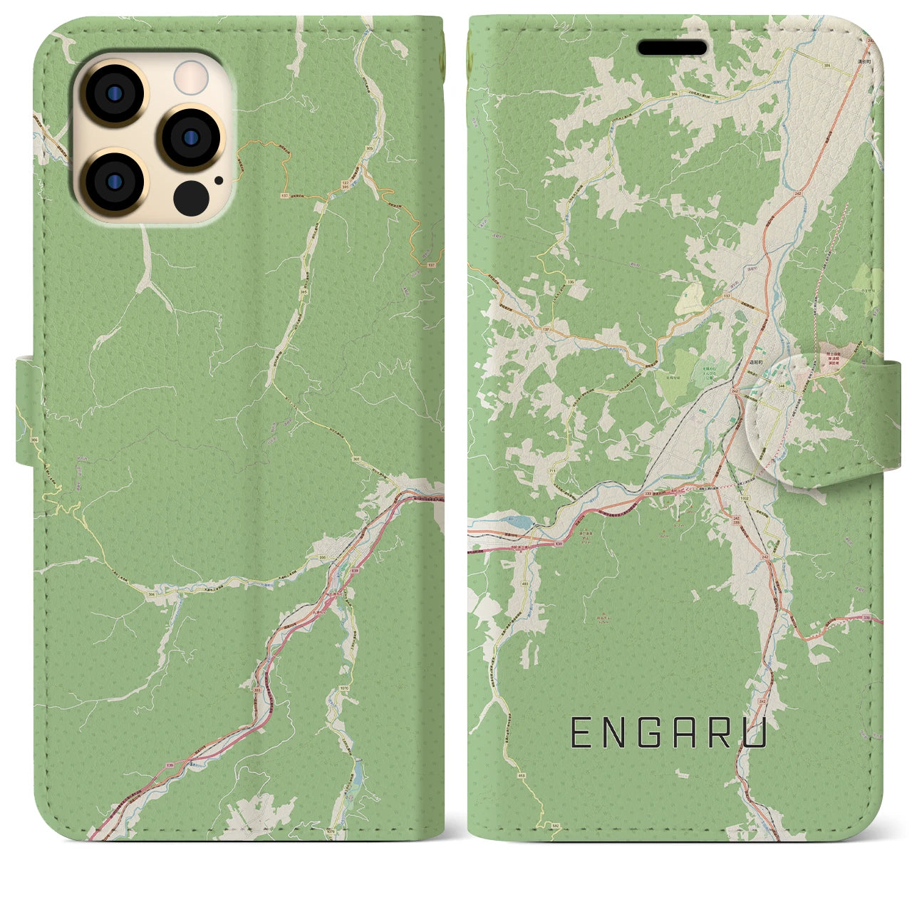 【遠軽(北海道)】地図柄iPhoneケース(手帳タイプ)ナチュラル・iPhone 12 Pro Max 用