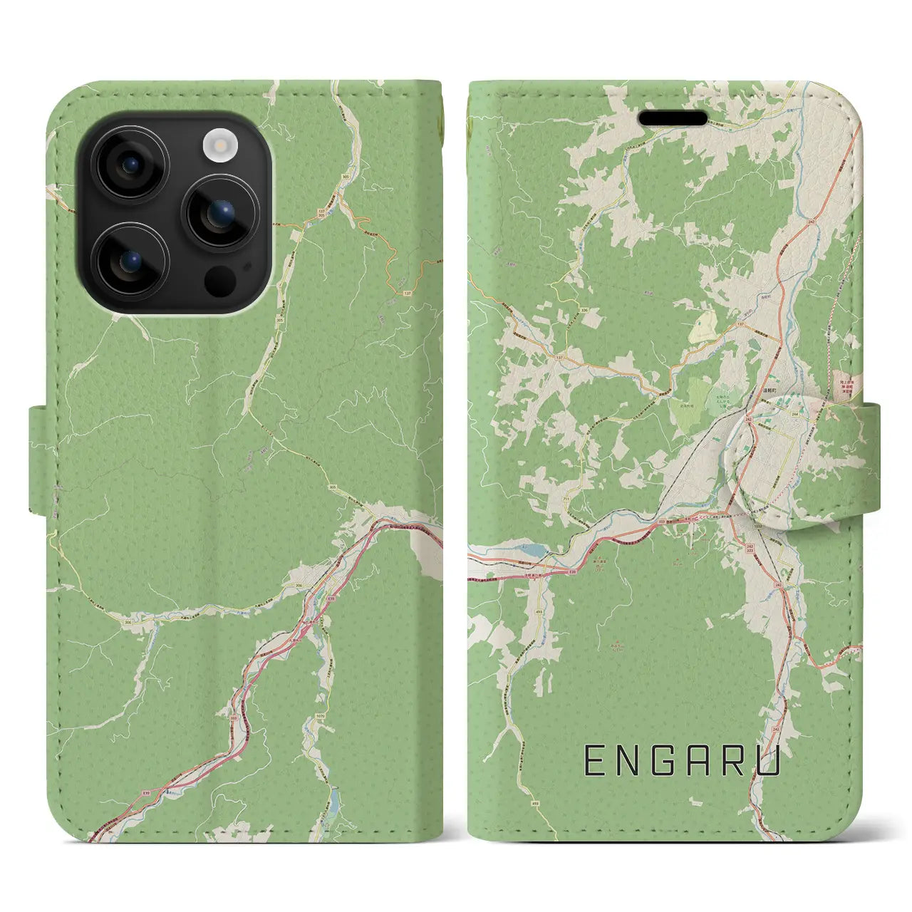 【遠軽(北海道)】地図柄iPhoneケース(手帳タイプ)ナチュラル・iPhone 16 用