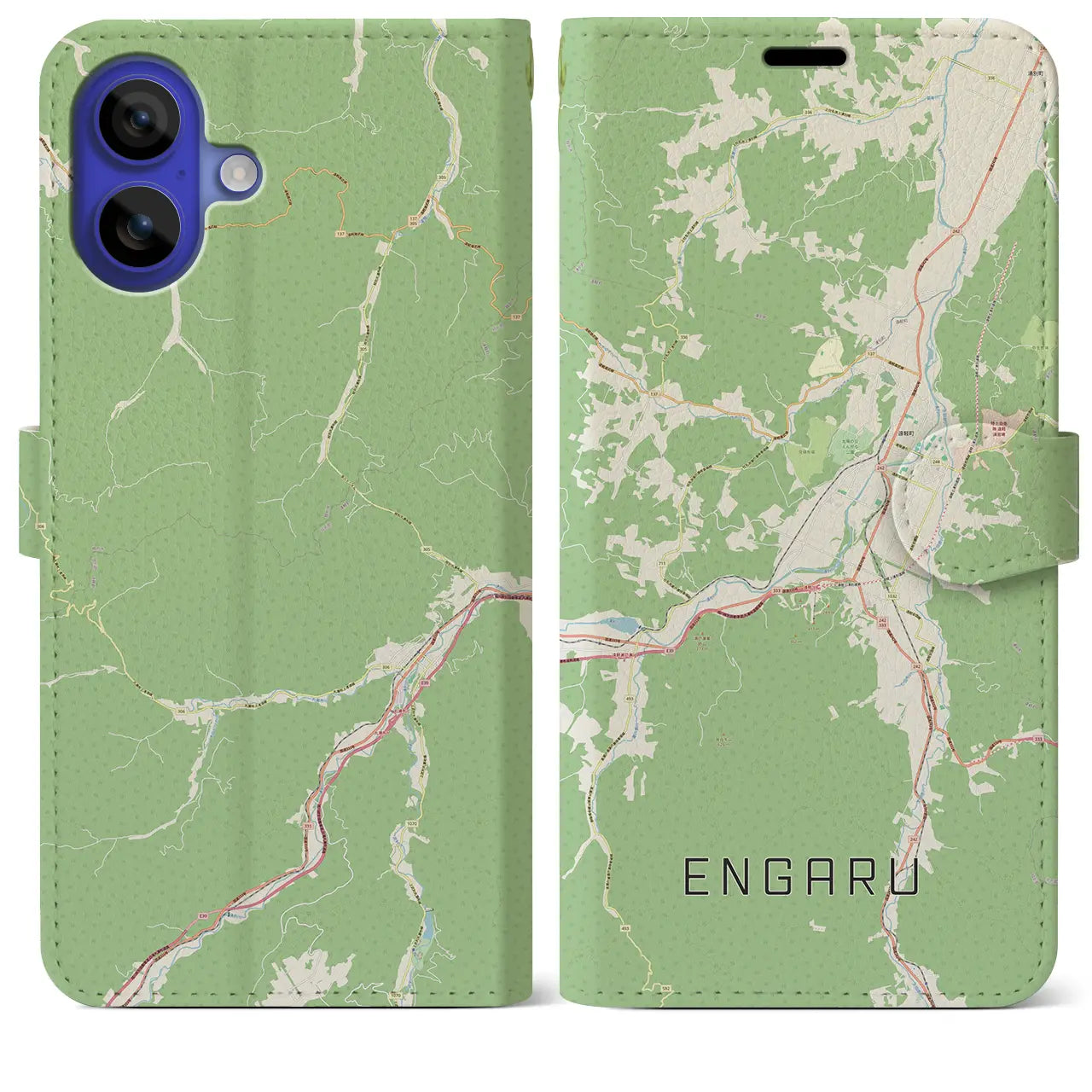 【遠軽(北海道)】地図柄iPhoneケース(手帳タイプ)ナチュラル・iPhone 16 Pro Max 用