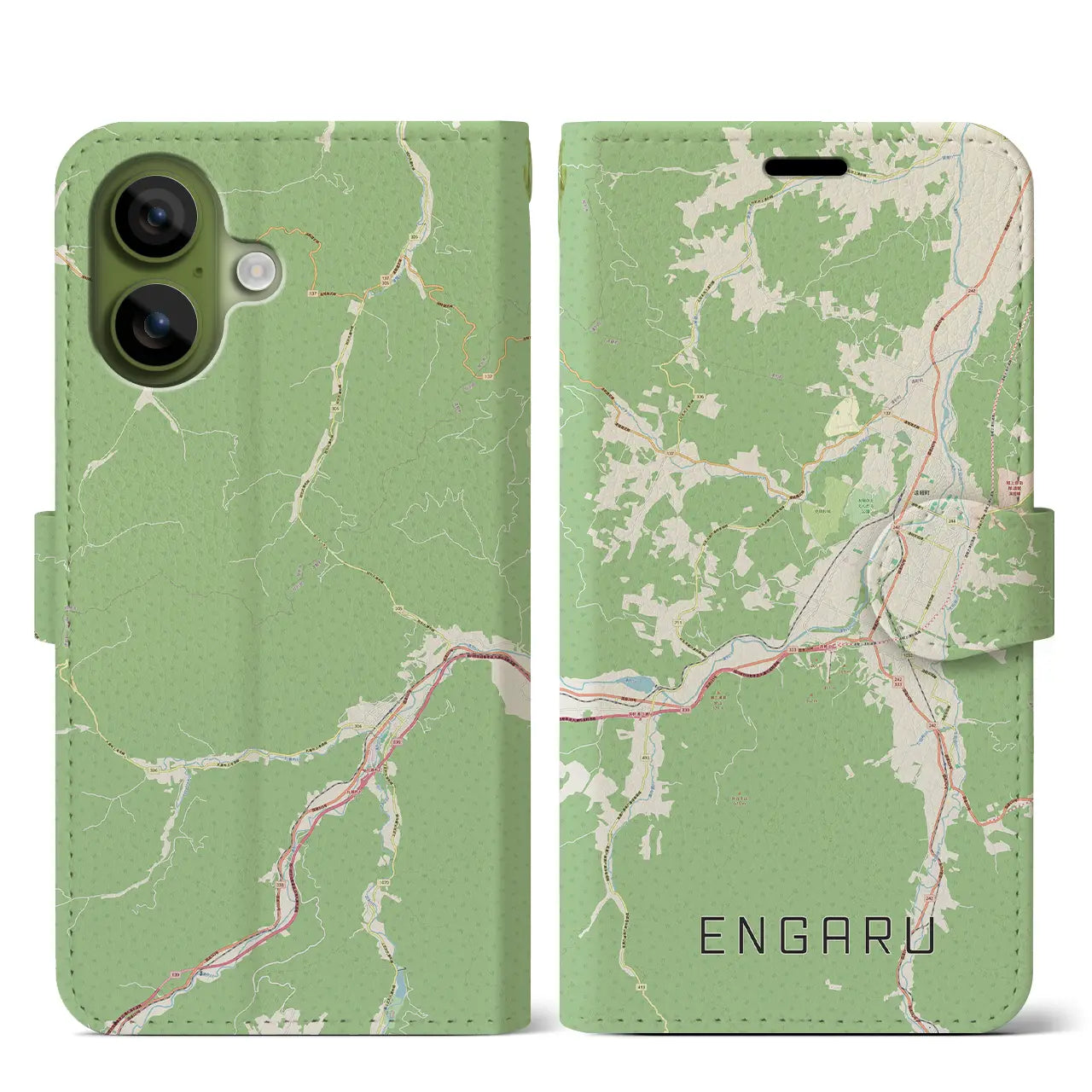 【遠軽(北海道)】地図柄iPhoneケース(手帳タイプ)モノトーン・iPhone 17 Pro Max 用