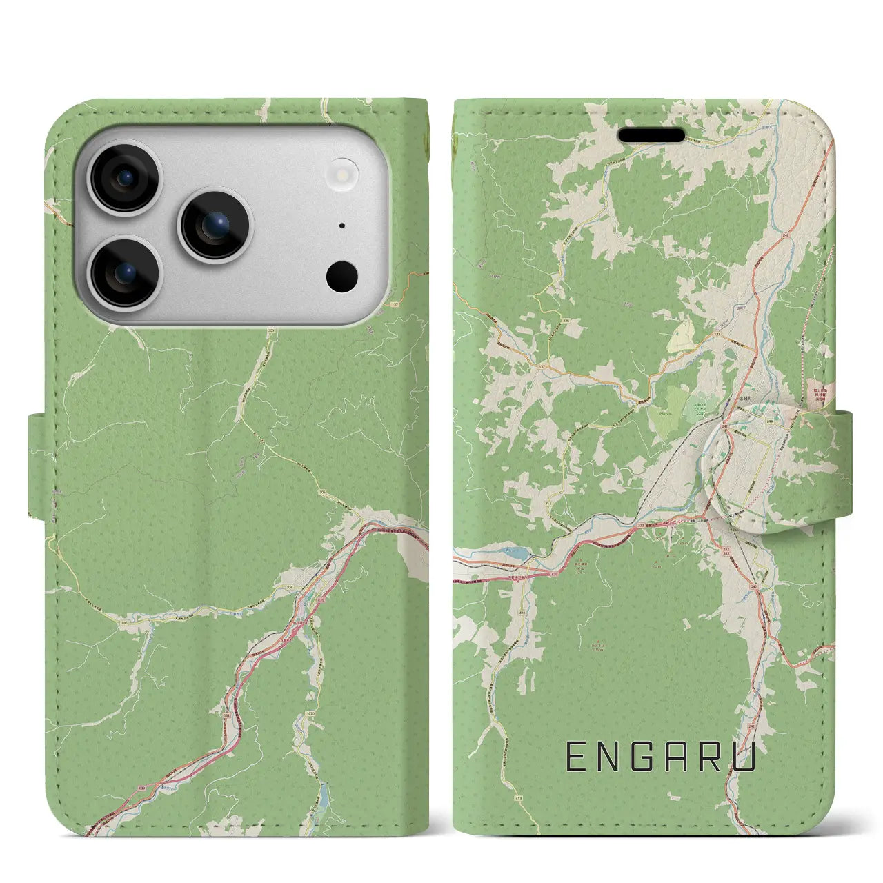 【遠軽(北海道)】地図柄iPhoneケース(手帳タイプ)ナチュラル・iPhone 17 Pro Max 用