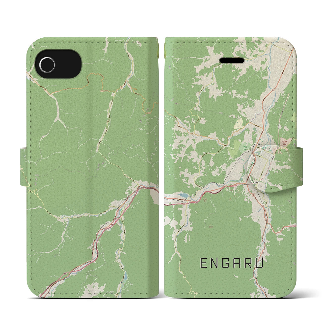 【遠軽(北海道)】地図柄iPhoneケース(手帳タイプ)ナチュラル・iPhone SE(第3 / 第2世代) / 8 / 7 / 6s / 6 用