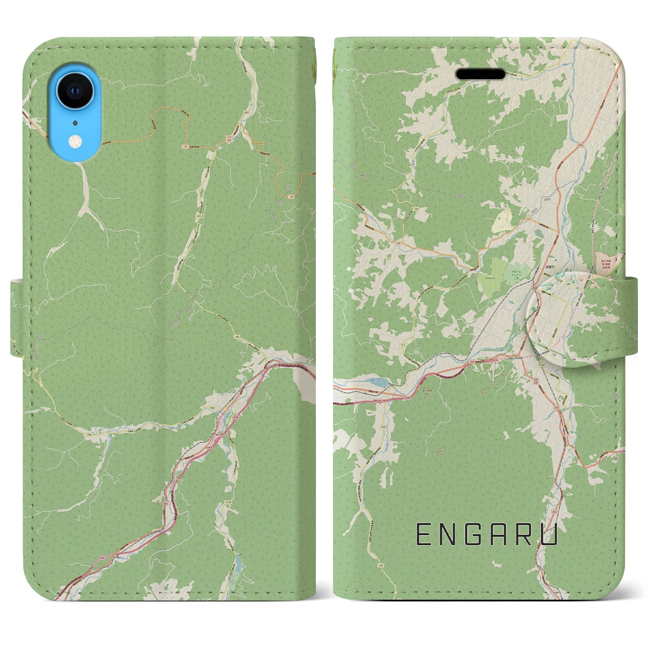 【遠軽(北海道)】地図柄iPhoneケース(手帳タイプ)ナチュラル・iPhone XR 用